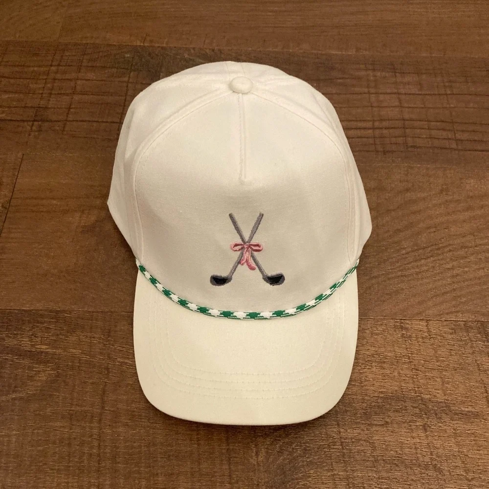CTM Women’s Golf Club Bow Cap with Green Rope Hatband OSFM NWOT
